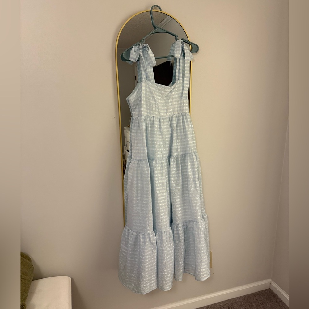 Brand New Never Worn Baby Blue Tiered Ruffled Maxi Sundress
